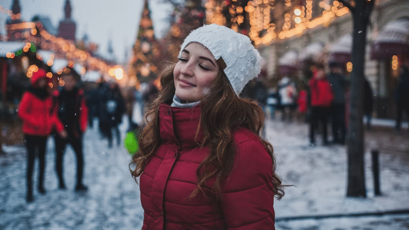 Woman enjoying the holiday spirit