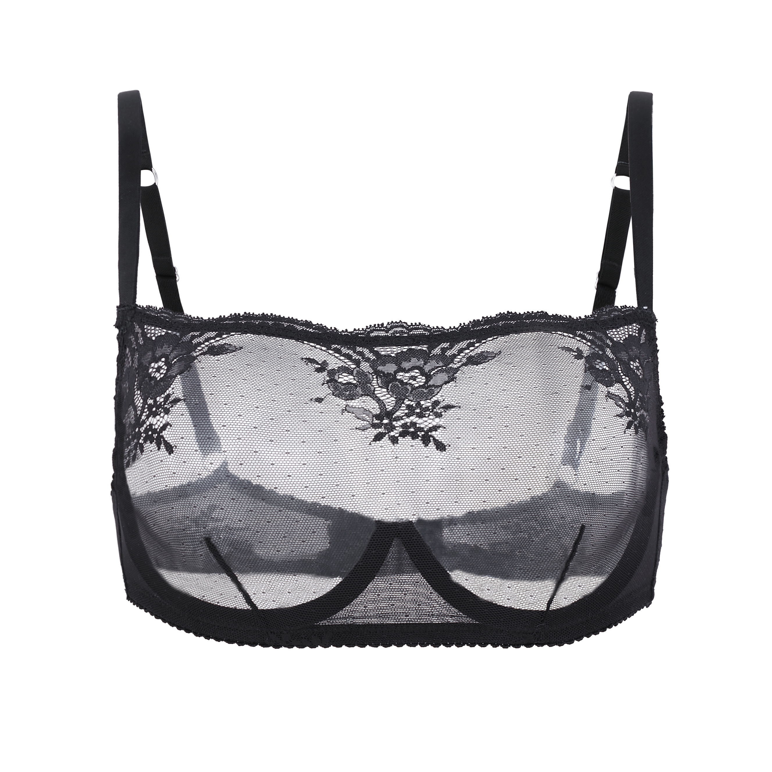 Kim High Neck Sheer Lace Underwire Bra