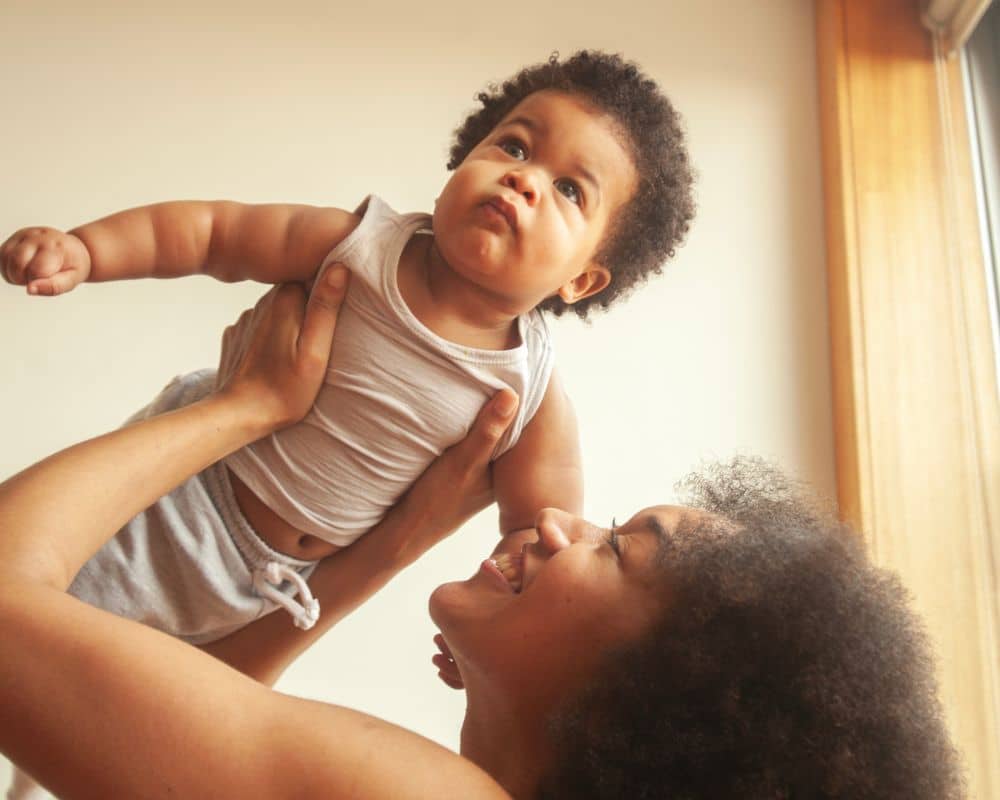 Woman with newborn baby
