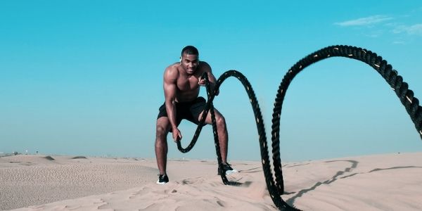 male bodybuilder working out