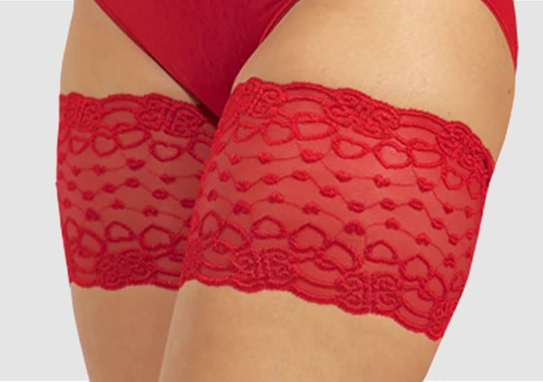 Kyerivs Anti Rubbing and Chafing Thigh Sock Band Elastic Lace Thigh Bands with Anti Slip Silicone